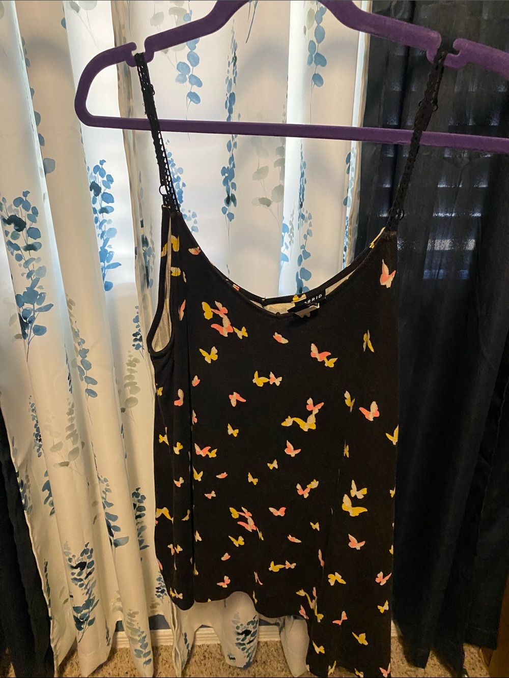 torrid Black Butterfly Print Camisole with Pink and Yellow Accents